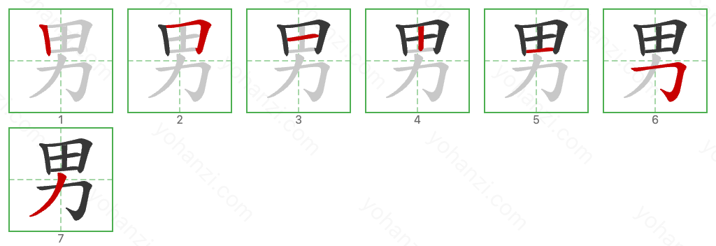 男 Stroke Order Diagrams