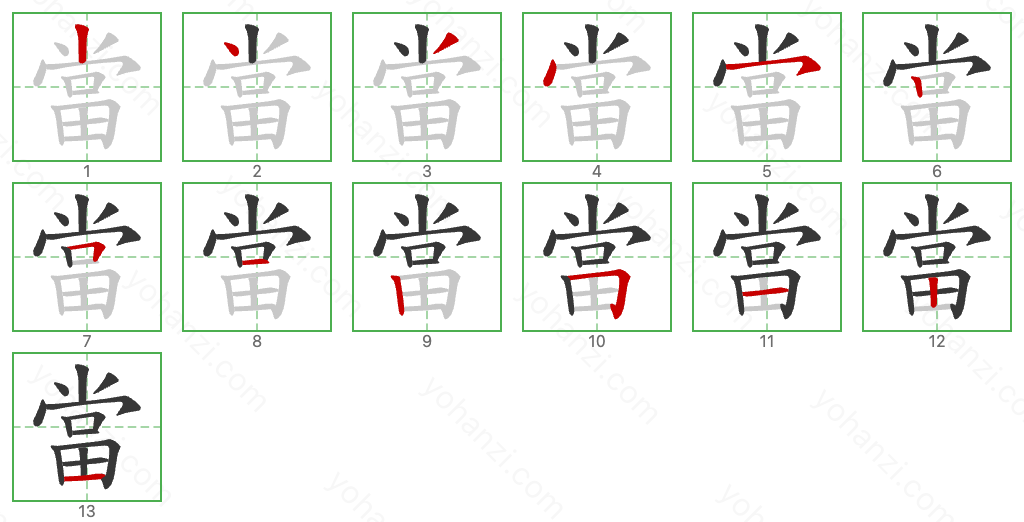 當 Stroke Order Diagrams