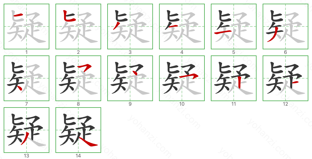 疑 Stroke Order Diagrams