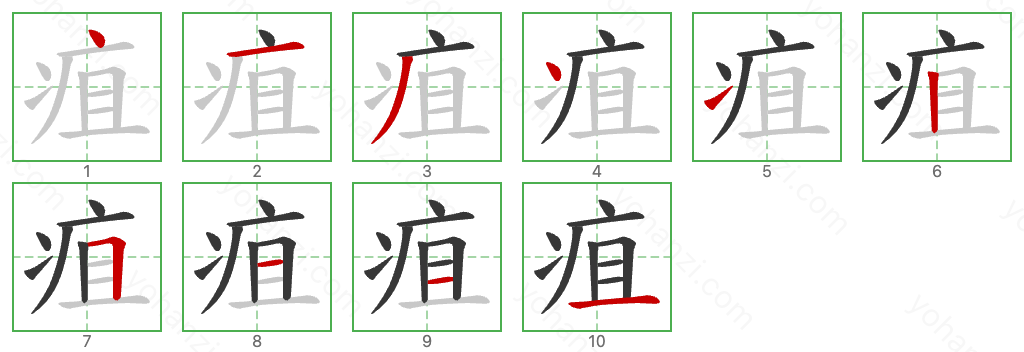 疽 Stroke Order Diagrams