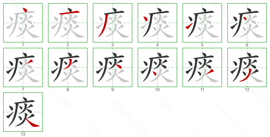 痰 Stroke Order Diagrams