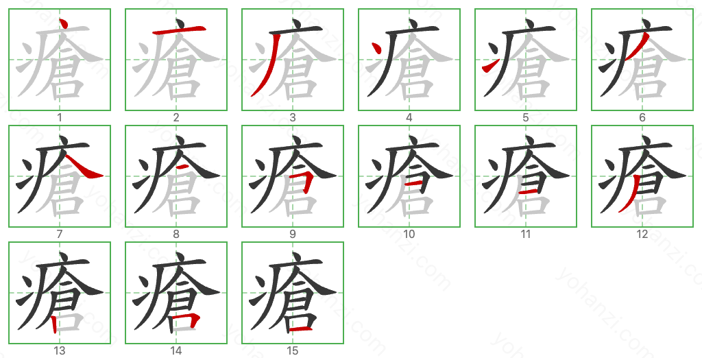 瘡 Stroke Order Diagrams