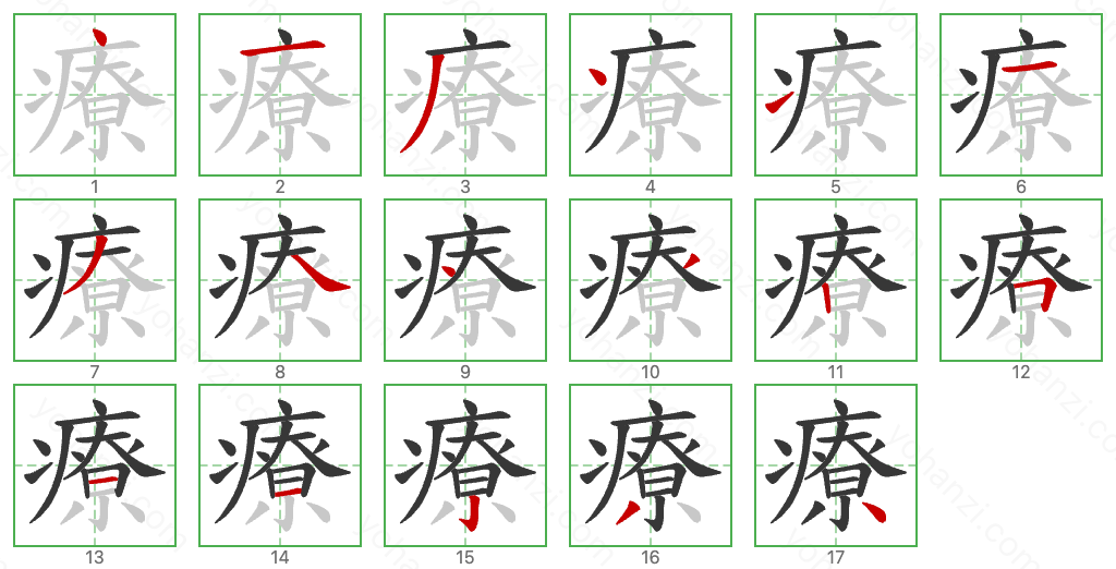 療 Stroke Order Diagrams