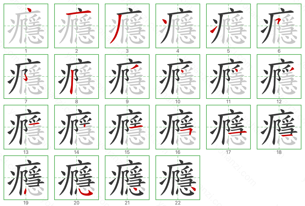 癮 Stroke Order Diagrams