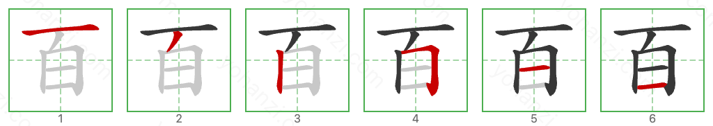 百 Stroke Order Diagrams