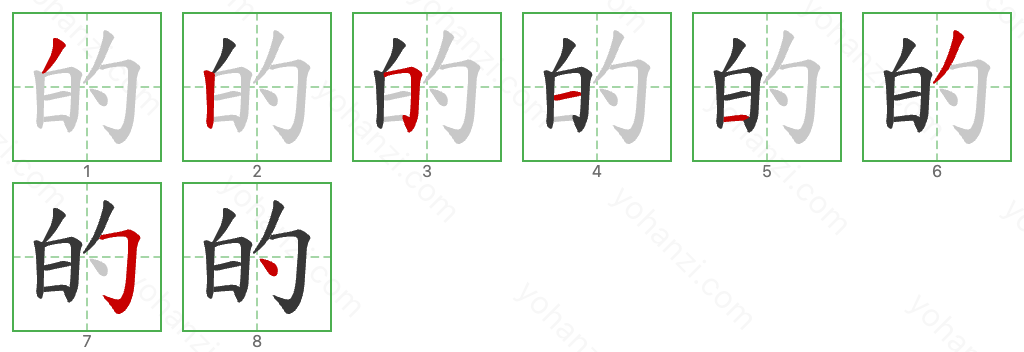 的 Stroke Order Diagrams