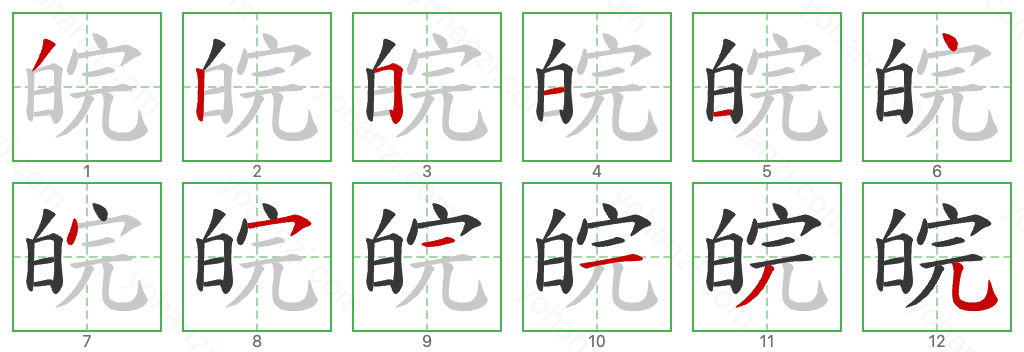 皖 Stroke Order Diagrams