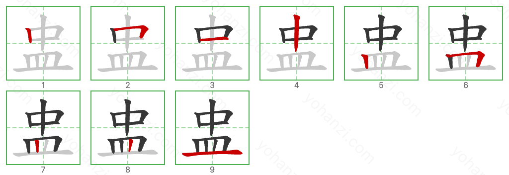 盅 Stroke Order Diagrams