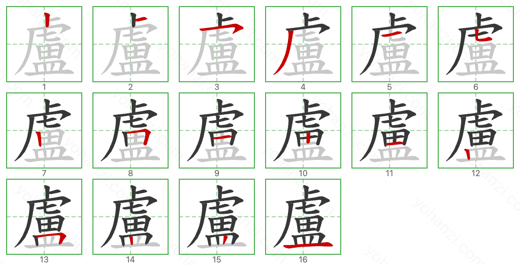 盧 Stroke Order Diagrams