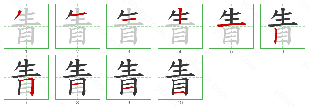 眚 Stroke Order Diagrams