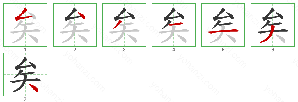 矣 Stroke Order Diagrams