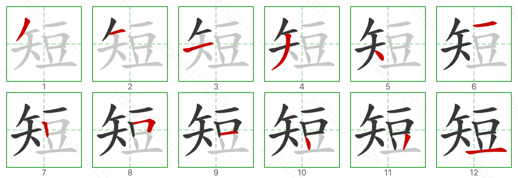 短 Stroke Order Diagrams