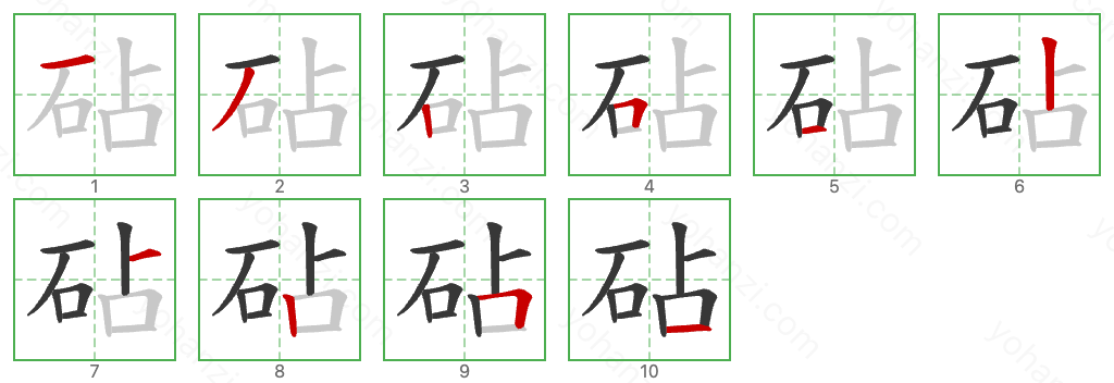 砧 Stroke Order Diagrams