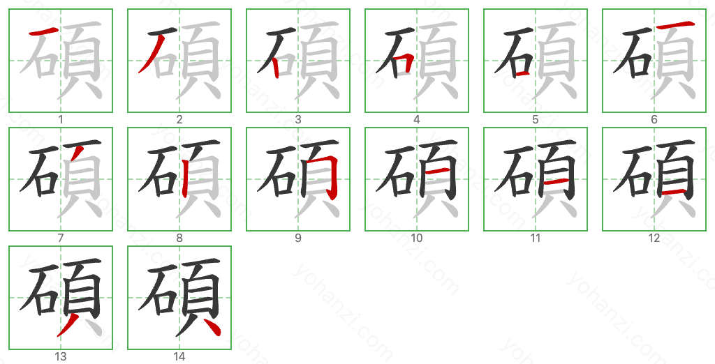 碩 Stroke Order Diagrams