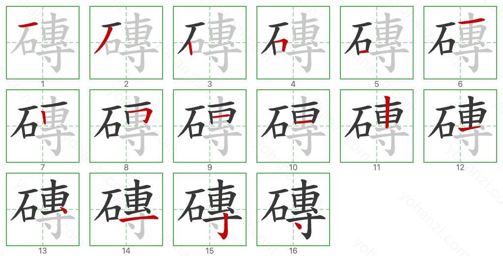 磚 Stroke Order Diagrams