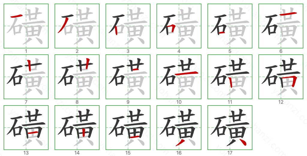 磺 Stroke Order Diagrams