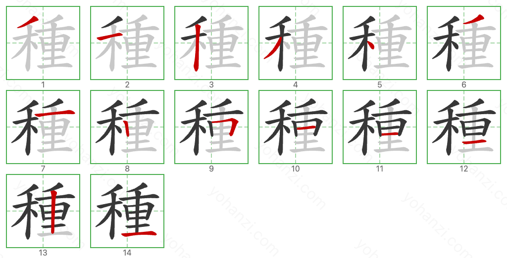 種 Stroke Order Diagrams