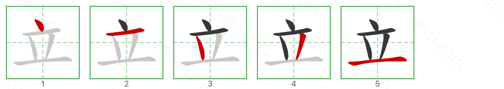 立 Stroke Order Diagrams