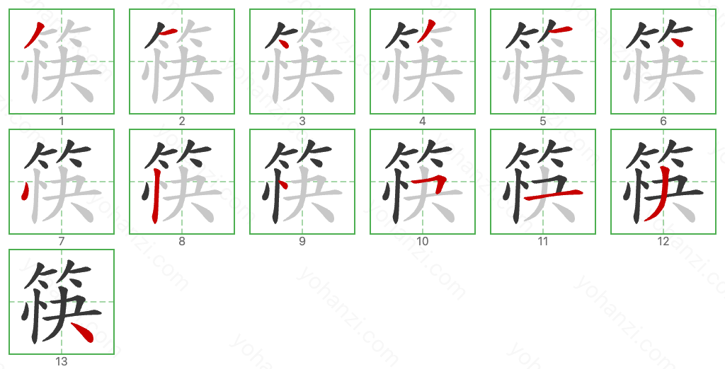 筷 Stroke Order Diagrams