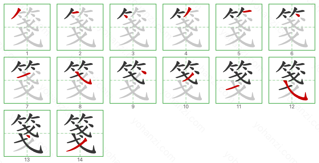 箋 Stroke Order Diagrams