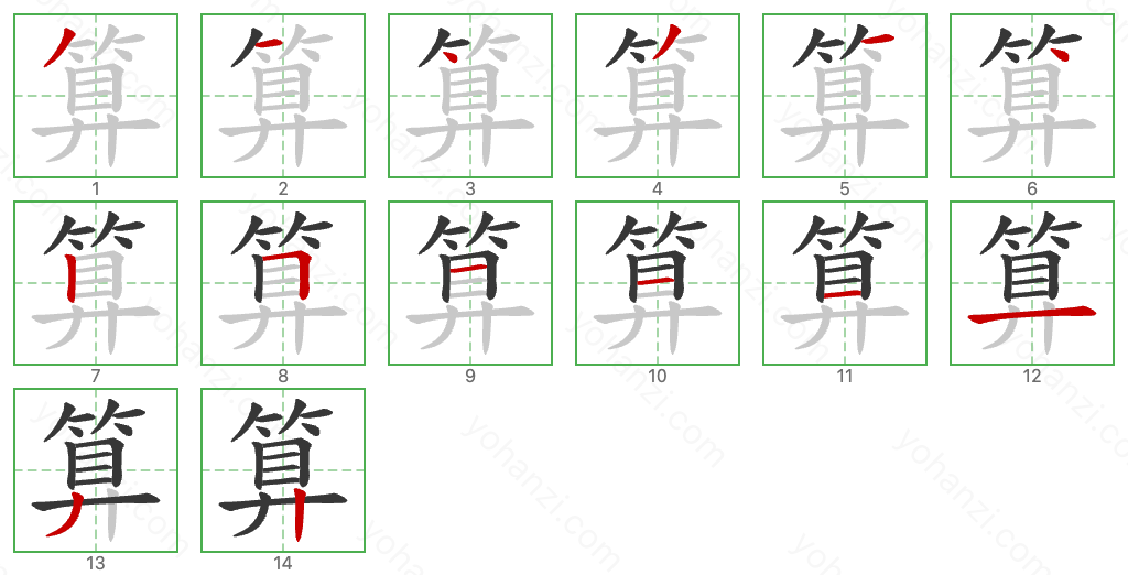 算 Stroke Order Diagrams