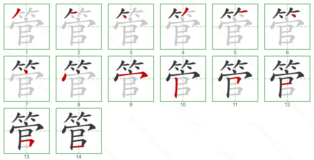 管 Stroke Order Diagrams