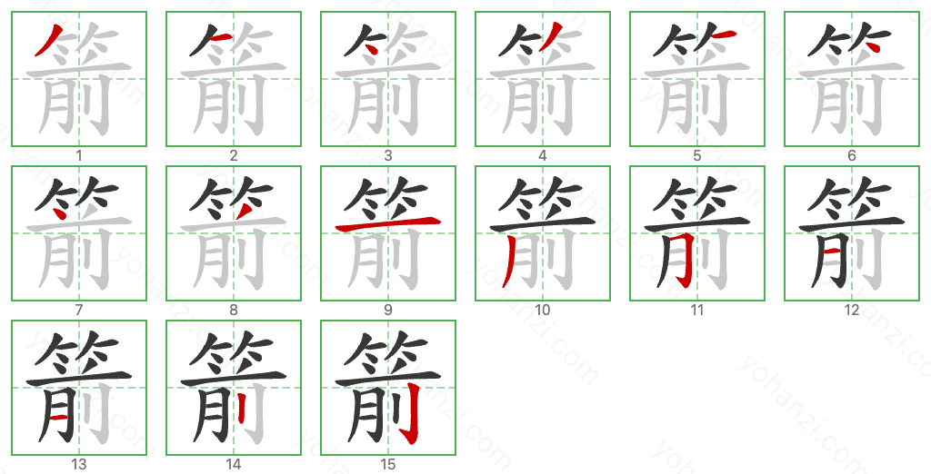 箭 Stroke Order Diagrams