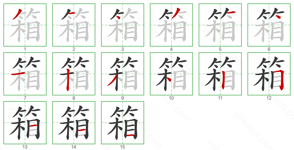 箱 Stroke Order Diagrams