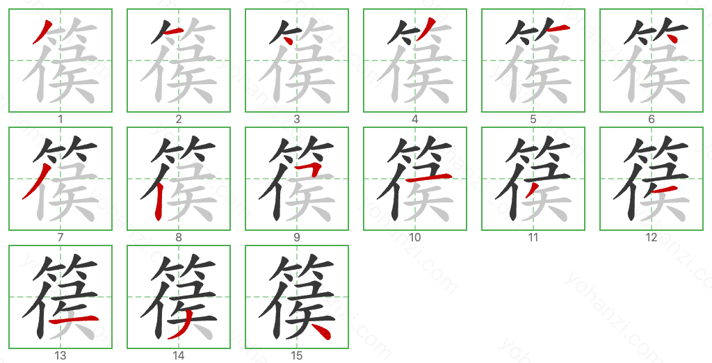 篌 Stroke Order Diagrams