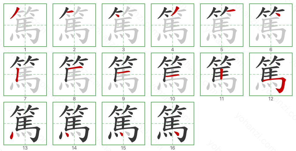 篤 Stroke Order Diagrams