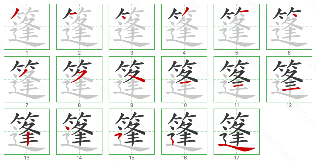 篷 Stroke Order Diagrams