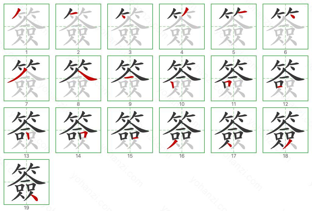 簽 Stroke Order Diagrams