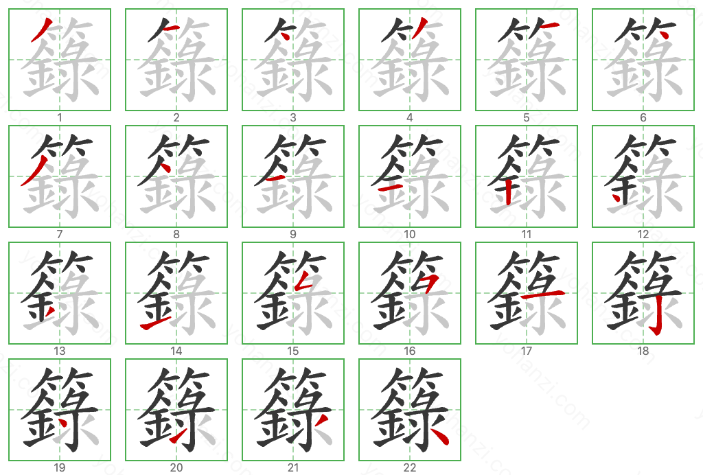 籙 Stroke Order Diagrams