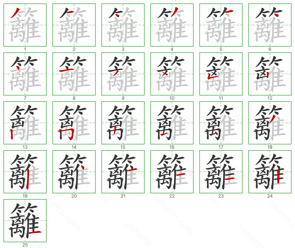 籬 Stroke Order Diagrams