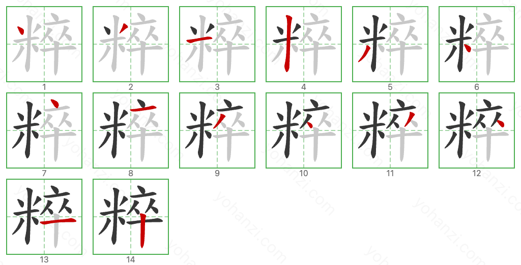 粹 Stroke Order Diagrams