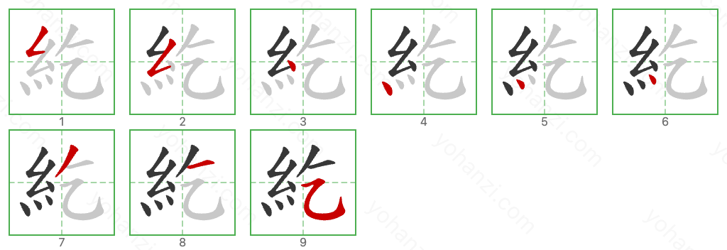 紇 Stroke Order Diagrams