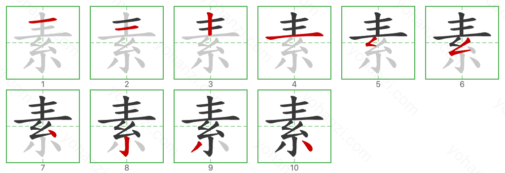 素 Stroke Order Diagrams