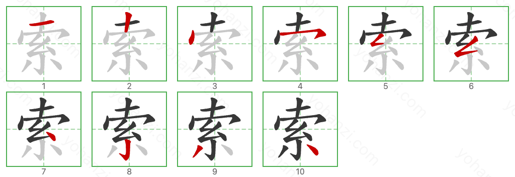 索 Stroke Order Diagrams