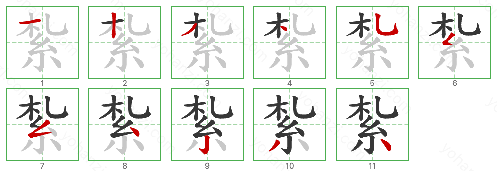 紮 Stroke Order Diagrams