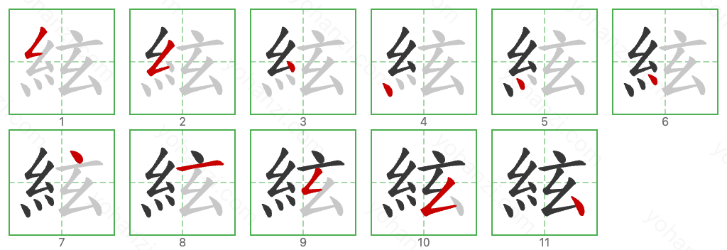 絃 Stroke Order Diagrams