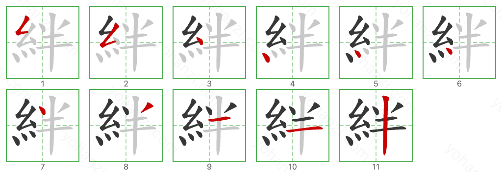 絆 Stroke Order Diagrams