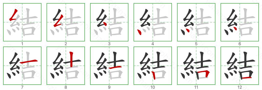 結 Stroke Order Diagrams