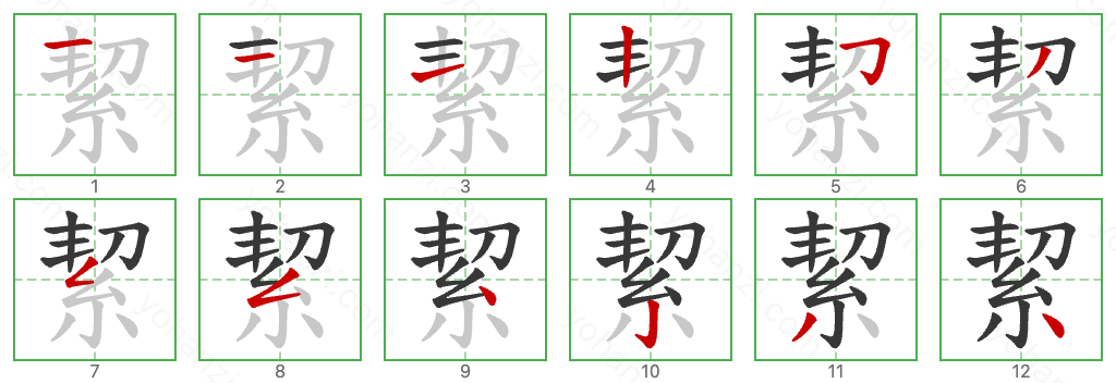 絜 Stroke Order Diagrams