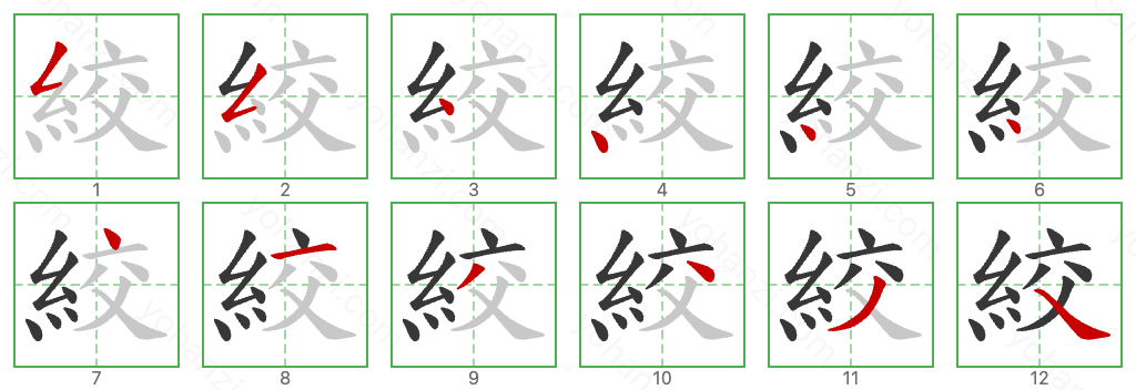 絞 Stroke Order Diagrams