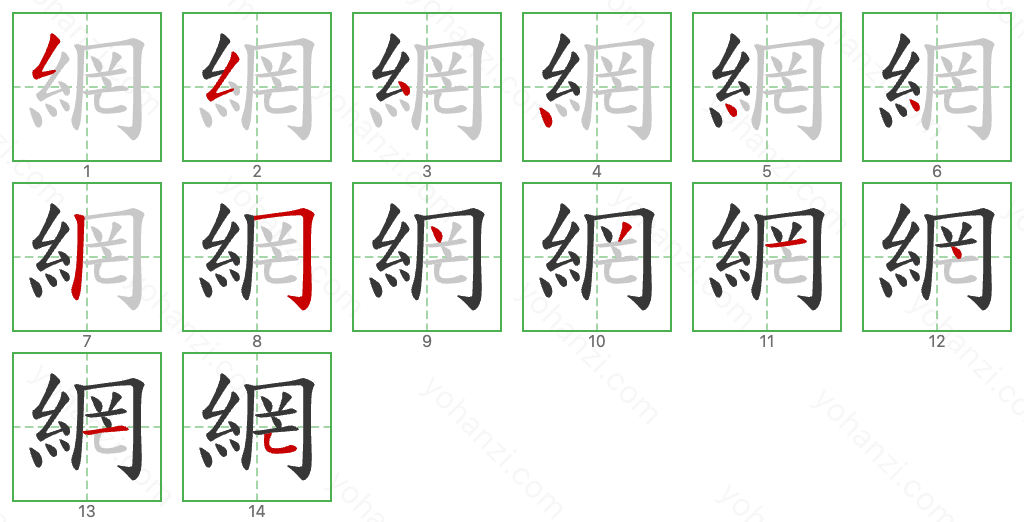 網 Stroke Order Diagrams