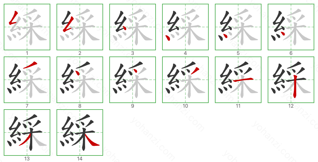 綵 Stroke Order Diagrams