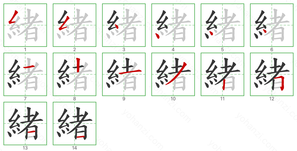 緒 Stroke Order Diagrams