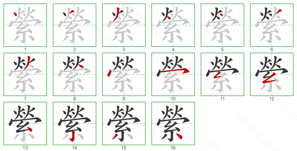 縈 Stroke Order Diagrams