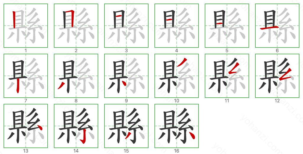 縣 Stroke Order Diagrams