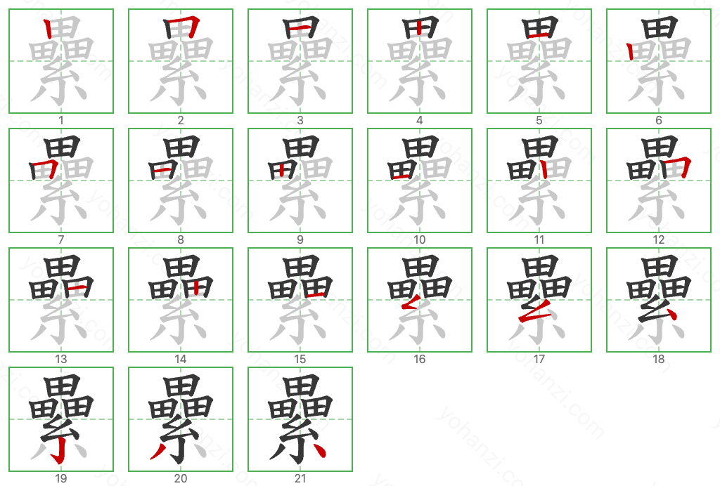 纍 Stroke Order Diagrams